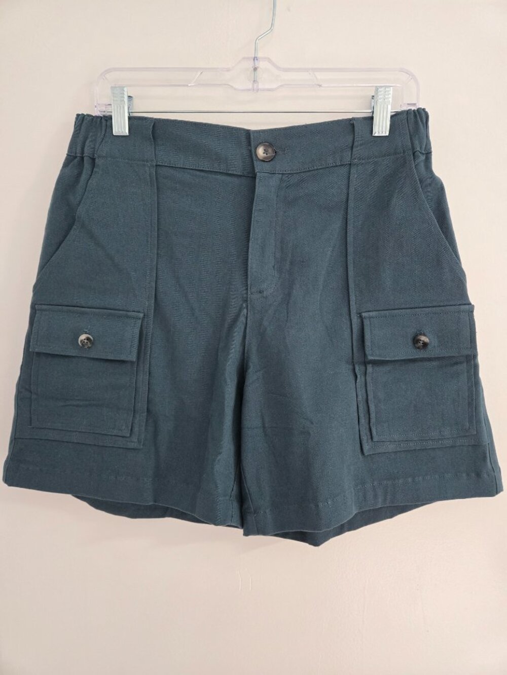 Lepunuo Cargo Shorts Women's Large Coral Blue Baggy Relaxed Fit 6 Pocket Stretch